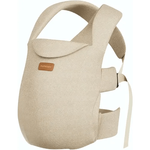 Momcozy Newborn Carrier WeeSnug- Lightweight and Cozy Comfort for 7-25 lbs, Ergonomic Cross-Back Support, Effortless to Put On, Hands-Free Baby Carrier with Lumbar Support, Khaki