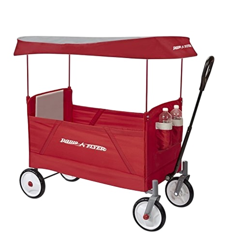 Radio Flyer 3-in-1 EZ Fold Wagon, Red, with Canopy