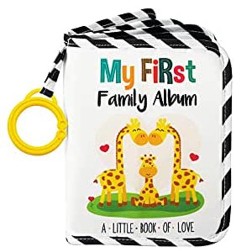 Urban Kiddy™ Baby's My First Family Album | Soft Photo Cloth Book Gift Set for Newborn Toddler & Kids (Giraffe)