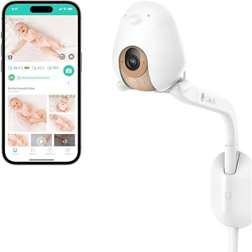 Cubo Ai Plus Smart Baby Monitor with Wall Mount: Sleep Safety Alerts for Covered Face, Danger Zone & Sleep Analytics - 1080p HD Night Vision Camera, 2-Way Audio, Cry & Temperature Detection