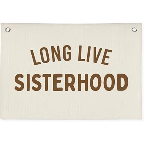 Girls Room Decor,Long Live Sisterhood Canvas Banner,Nursery Playroom Wall Decor for Girls Bedroom Toddler Decorations Teen Girls Room Decor,Twins Bedroom Decor Flag Canvas Banner 30x20 Inch