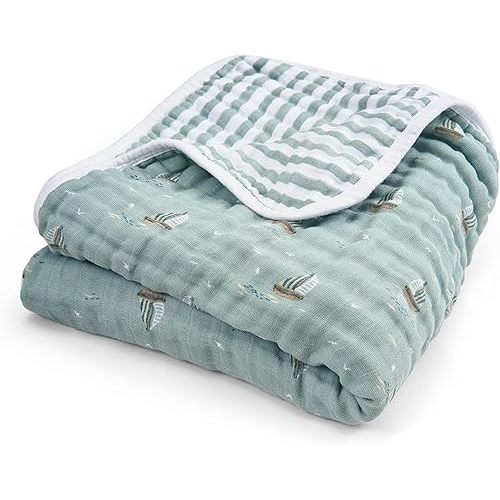 aden + anais Boutique 100% Cotton Dream Blanket, Muslin Baby Blanket for Boys & Girls, Unisex Toddler Bedding, Newborn Crib Blanket, Nursery Essential, Sailing Seas