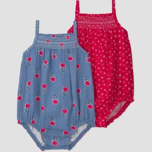 Carter's Just One You® Baby Girls' 2pk Patterned Americana Romper - Blue/Red 6M