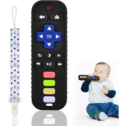 Baby Silicone Teething Toys, Simulation TV Remote Control Shape Teether Toys for Toddlers 3-18 Months, Boys Girls Baby Teething Toys, Baby Chew Toys, Freezer BPA Free