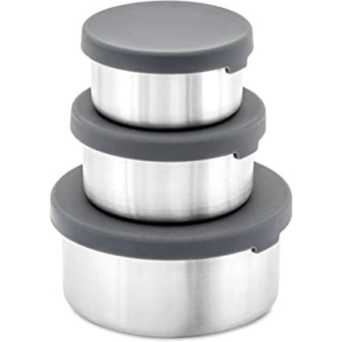 WeeSprout 18/8 Stainless Steel Food Storage Containers,Set of 3 Metal Food Storage Containers (150 ml, 200 ml, 400 ml), Leakproof Silicone Lids, Easy to Open, for Lunch Box, Snacks & Leftovers