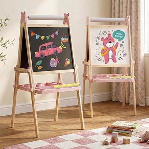 Joyooss Easel for Kids Easel for Toddler Art Easels with Paper roll Pink