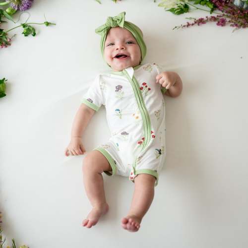 Zippered Shortall Romper in Wildflower