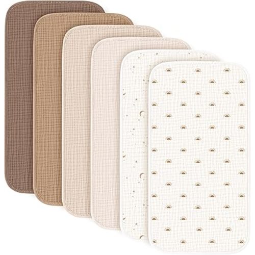 Konssy 6-Pack Muslin Baby Burp Cloths, Large 100% Cotton Burping Clothes, Soft & Absorbent for Newborns, Baby Boys and Girls