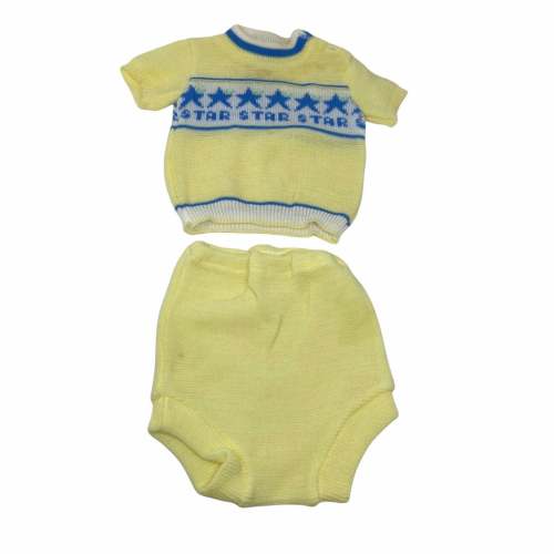 Vintage 80s Childwise Yellow Infant Knit Top & Bottom sz 3-6 mos