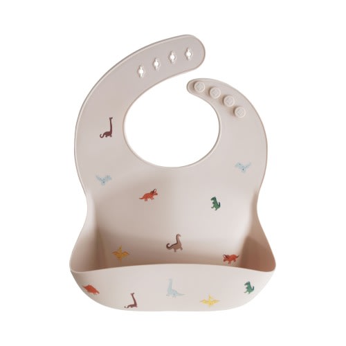 Mushie Dinosaurs Silicone Bib, Sand