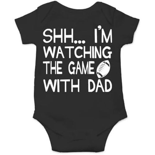 AW Fashions Shh... I'm Watching The Game With Dad Baby Bodysuit Funny Infant Clothes Romper Boy Clothes