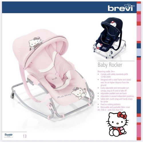 RARE 2016 BRAND NEW DISCONTINUED Brevi Sanrio hello Kitty Baby Bouncer Rocker!!!