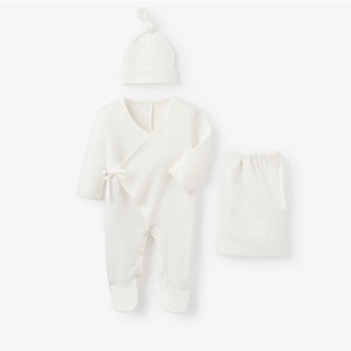 Organic Cotton Pointelle Layette 2 Pc Gift Set - Preemie
