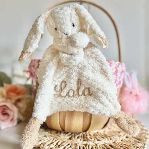 Personalized Baby Bunny Lovey, Small Security Blanket