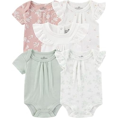 Baby Bodysuits Ribbed Mix Summer Newborn Boy Girl Clothes 5-pack