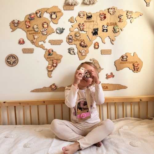 Personalized Safari Animal World Map