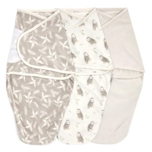 aden + anais™ Essentials Wrap Swaddles, Minky, Rockland Marsh,Cream, Unisex, Newborn, 0-3 Mo, 3-Pack