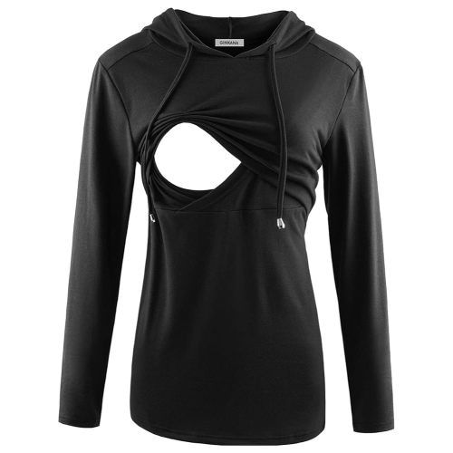 GINKANA Women's Nursing Hoodie Sweatshirt Long Sleeves Breastfeeding Maternity Tops Casual Clothes