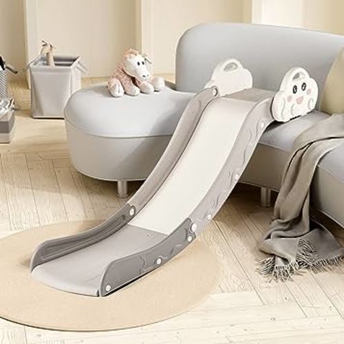 DUKE BABY Kids Indoor Sofa Slide Stair Slide Attachment to Toddler Bed and Nugget Couch, Best Accessory to Toy Playground and Bedroom —— White Cloud