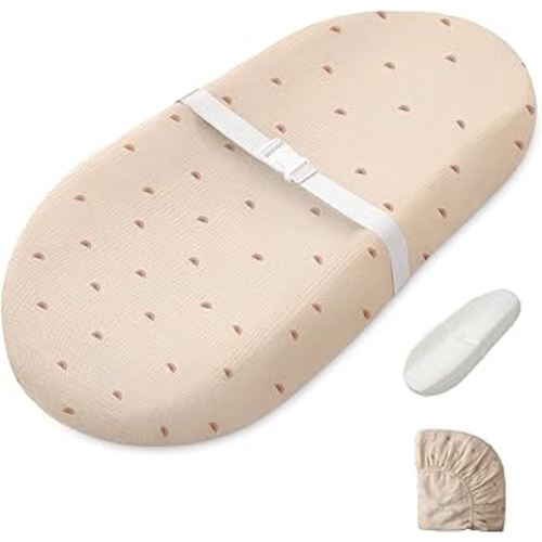 Blissful Diary Muslin Baby Changing Pad with Waterproof Lining Foam, Diaper Changing Table Pad with Cover for Dressers (Sunshine, Avocado)