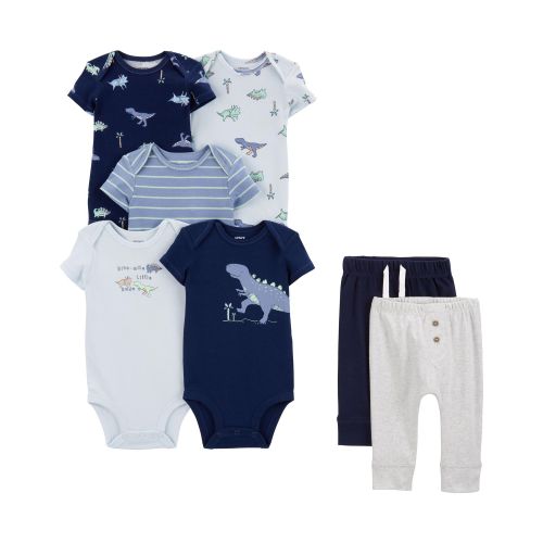 Baby 7-Piece Dinosaur Short-Sleeve Bodysuits & Pull-On Pants Set | Carter's