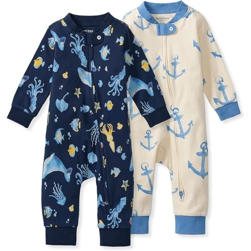 Burt's Bees Baby Unisex Sleep and Play Pajama, Footless One-Piece Zipper PJ, 100% Organic Cotton, Loose Fit Footie Pajamas