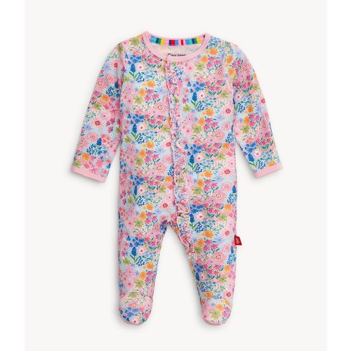 Magnetic Me Baby Girls Newborn-9 Months Long-Sleeve Lily Floral Footed Coverall