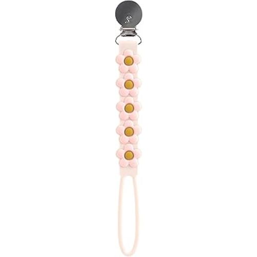 Loulou Lollipop Beadless Silicone Pacifier Clip (Daisy, Cream)