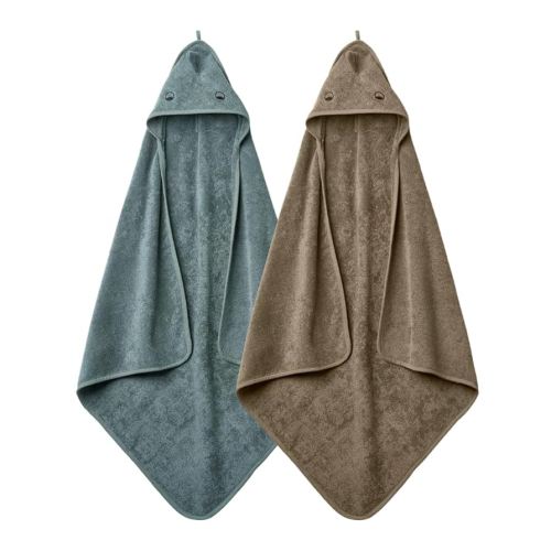 Baby Hooded Towel – Organic Cotton Baby Bath Towels, 32" x 32" Super-Soft and Absorbent Baby Towels for Newborn 2-Pack (Dino Green/Tradewinds)