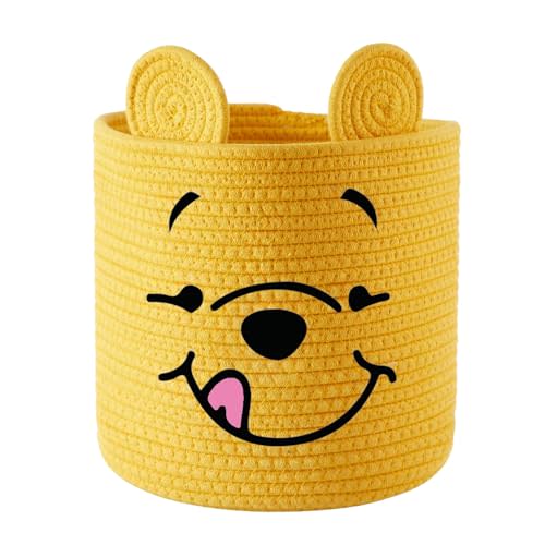 Winnie Storage Basket Baby Shower Storage Bins Handemade Woven Cotton Laundry Hamper Collapsible Storage Box For Bathroom Bedroom Stuff Cloth Baby Toys