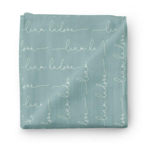 Personalized Ocean Baby Name Swaddle Blanket - Script
