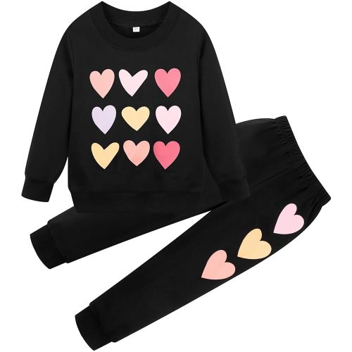 Little Girls Outfits 2 Piece Toddler Long Sleeve Sweatshirt Leggings Pants Fall Winter Clothing Set 2-10 Years