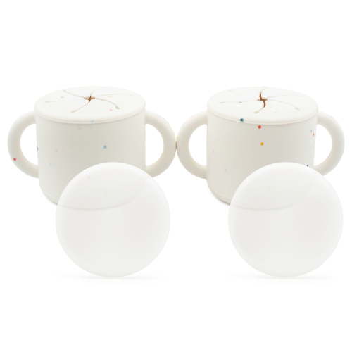 WeeSprout Snack Containers, Food Grade Silicone Cups, Spill-Proof Tops for Toddlers & Babies, 2 pack