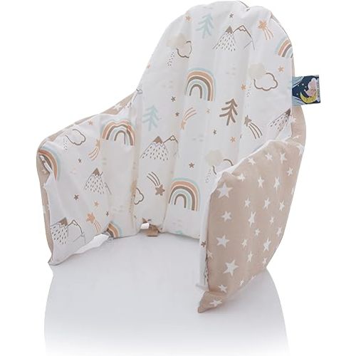 High Chair Cover for IKEA Antilop High Chair,Cotton Cover for Inflatable Cushion, Cushion Cover for High Chairs for Babies and Toddlers, High Chair Accessories, It is Only Cover! (Brown Rainbow)