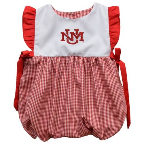New Mexico Lobos Vive La Fete Girls Infant Gingham Puffy Bubble Dress - Cherry