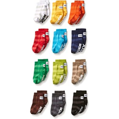 Trumpette Unisex-Baby Perfect Little Dozen Milestone Baby Socks, Multi-Color, Size 0-12M