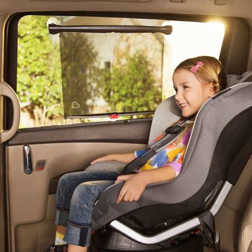 Munchkin Sun Safety Car Window Rollershade With Heat Alert - Black - 2pk