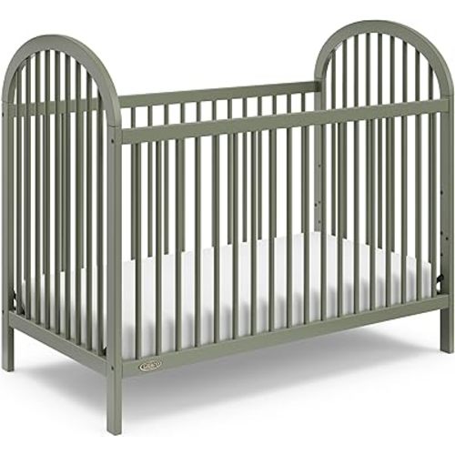 Graco Olivia 3-in-1 Convertible Crib (Olive) – GREENGUARD Gold Certified, Converts to Daybed and Toddler Bed, Fits Standard Full-Size Crib Mattress, Adjustable Mattress Height, Easy-to-Match Style