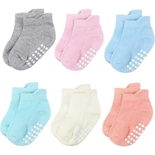 Baby and Toddler Socks,Soft Cotton Non-Slip Ankle Socks for New Born,Boys and Girls