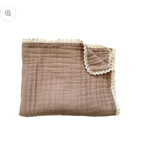 Muslin 6-Layer Blanket - Mocha Lace - Harp Angel Boutique