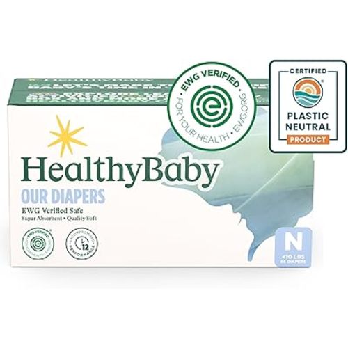 Our Newborn Diapers | EWG Verified Safe & Plant-Based Diapers | Absorbent for Leak Protection | Soft Organic Cotton Shell | Chlorine-Free Diaper for Sensitive Skin | Size N (66 Diapers)