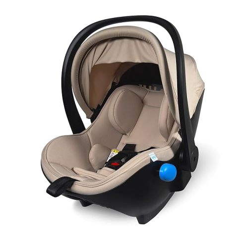 Clek Liingo Baseless Infant Car Seat with Newborn Support System, Latch System with One-Hand Release, Stroller Compatible, and Flame Retardant-Free (Latte Ziip)