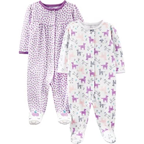 Simple Joys by Carter's Baby Girls' 2-Pack Cotton Snap Footed Sleep and Play