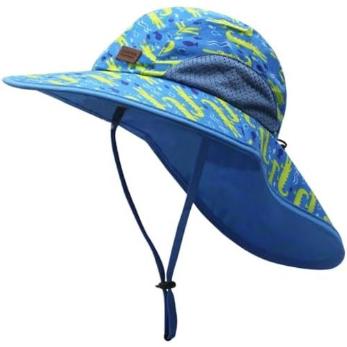 SmztTrend Boys Sun Hat Wide Brim Girls Sun Protection Cap Kids Beach Hats Toddler Summer Hat with Neck Flap UPF 50+