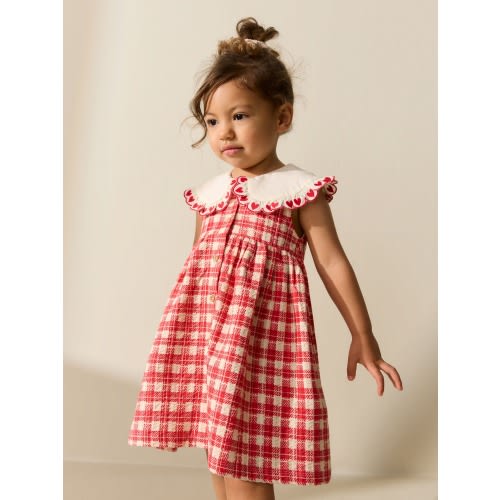 Size 6-9 months /Red Check Collared Summer Dress (3mths-7yrs)