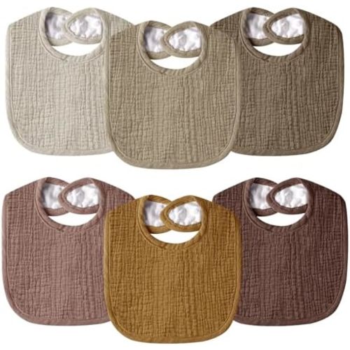Muslin Baby Bibs for Unisex Boys Girls, Cotton Drool Bibs, Adjustable Newborn Bibs for Drooling and Teething