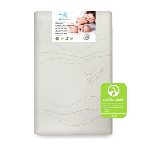 Wonder Dream Mini Crib Mattress, Organic Cotton Cover, 100% Breathable, Non Toxic, No VOC's, Greenguard Gold Certified, Made in USA