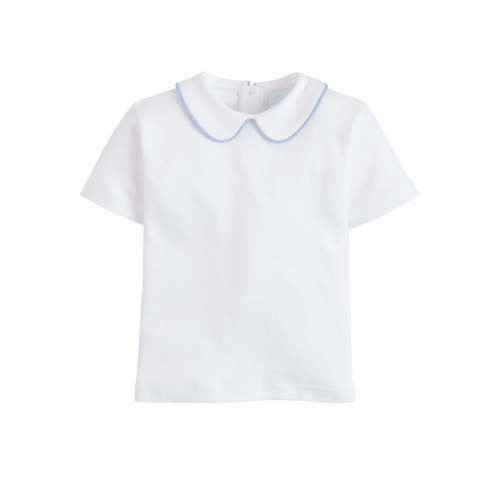 Piped Peter Pan Short Sleeve Shirt - Light Blue