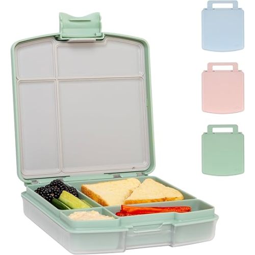 Ubbi Bento Lunch Box for Kids with 4 Compartments, BPA-Free, Leakproof, Dishwasher Safe, Food-Safe Material, Portion-Controlled Lunch Container, Sage Green