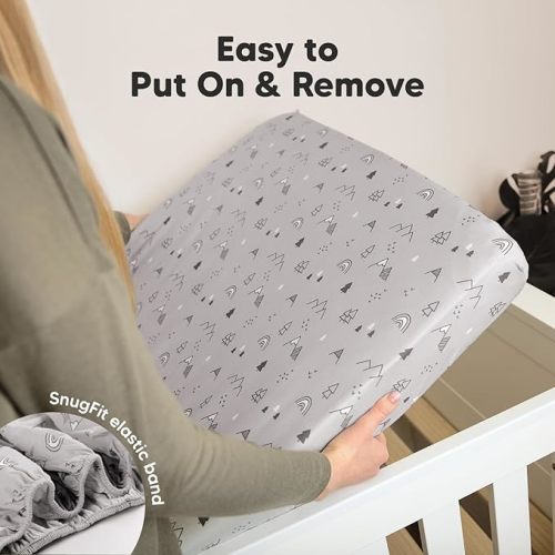KeaBabies 2-Pack Organic Crib Sheets for Boys, Girls - 52x28 Fitted Crib Mattress Sheet Neutral, Breathable Jersey Cotton Cover for Baby Bed, Toddler Mattress, Soft & Cute Prints (Woodland)